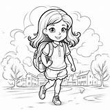 Child Going To School Coloring Page Stock Illustrations – 35  sketch template