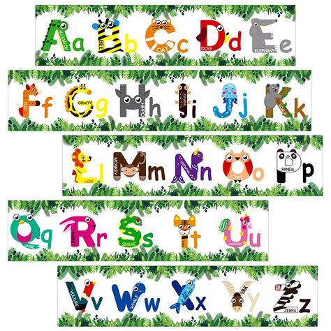 Buy BeYumi 60Pcs Animal Alphabet Bulletin Board Borders Trim Back to School ABC English Letters ...