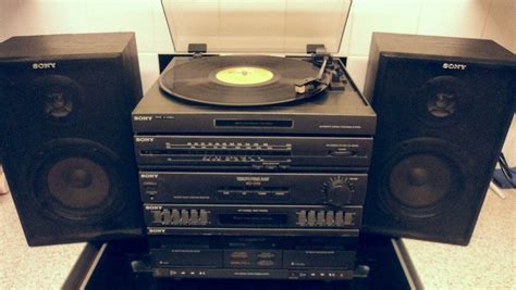 Vintage Sony Vertical Music Centre (record player ,cassette, radio + speakers All working order ...