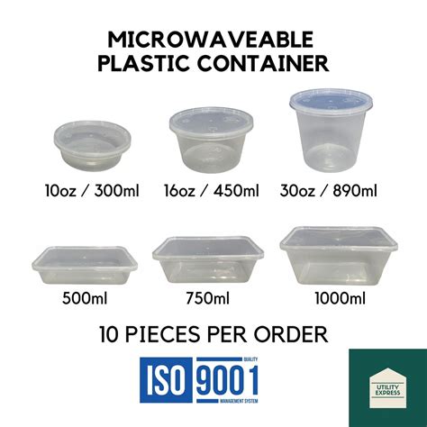 [10PCS] Rectangle and Round Clear Plastic Microwaveable Container Tupperware Food Container ...