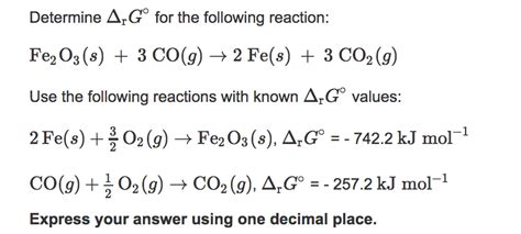 Solved Determine ΔrCP for the following reaction: Fe2O3 (s) | Chegg.com