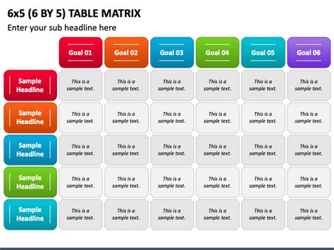 6 by 5 Table Matrix PowerPoint Template - PPT Slides