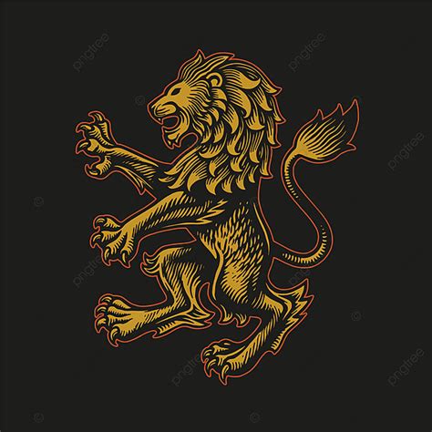 Gold Lion Vector Hd Images, Gold Lion Kingdom Classic Illustration ...