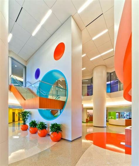 another fun, bright, modern lobby Hospital Architecture, School ...