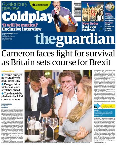 Brexit Shocker: Front Pages From Around the World as Newspapers Struggled to Catch Up | Ad Age