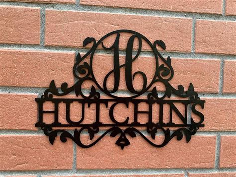 Personalised Last Name Metal Sign Weatherproof Custom Door Hanger Monogram Outdoor Initial Door ...