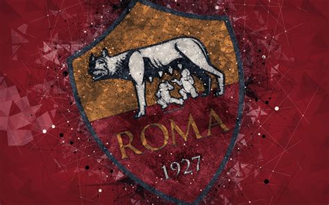 Download wallpapers AS Roma, 4k, Italian football club, creative art logo, geometric art, red ...