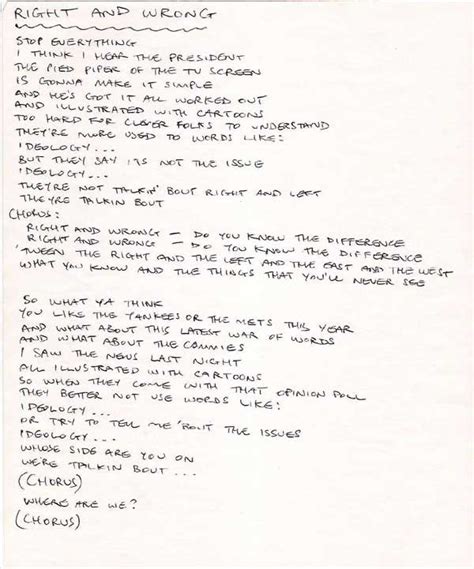 Joe Jackson – Handwritten Lyrics for Big World Album