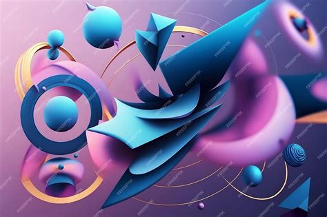 Premium AI Image | Pink and blue abstract 3D shapes background