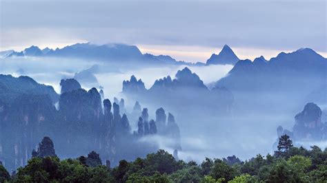 nature, Landscape, Morning, Mist, Mountains, Forest, Clouds, Sunrise, Trees, Guilin, China ...