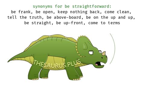 More 50 Be straightforward Synonyms. Similar words for Be straightforward.