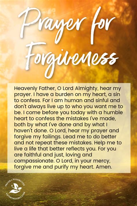 Daily Prayer for Forgiveness | Prayer & Possibilities