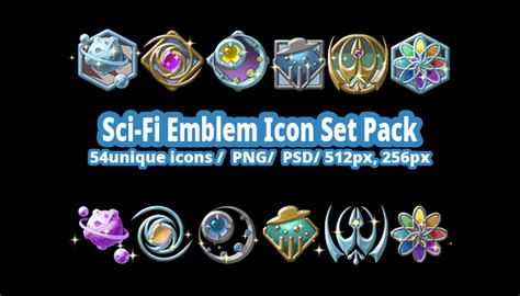 Sci-Fi Emblem Icon Set Pack | GameDev Market