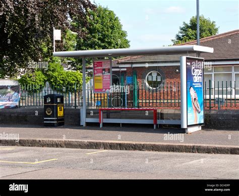 Alone empty bus stop Stock Photo - Alamy