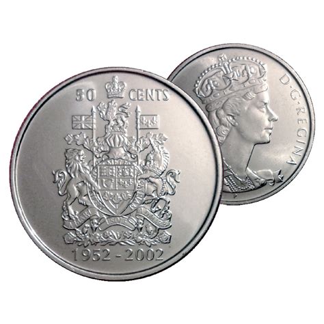 2002-P (1952-) Canadian 50-Cent Coat of Arms/Queen's Golden Jubilee Half Dollar Coin (Brilliant ...