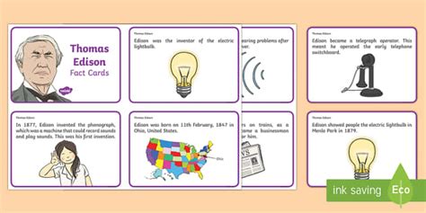 Thomas Edison Facts Flashcards | Teaching Resources - Twinkl