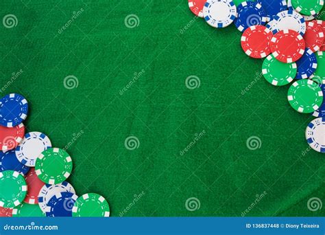 Colorful Gambling Chips on Green Felt Background with Copy Space Stock ...