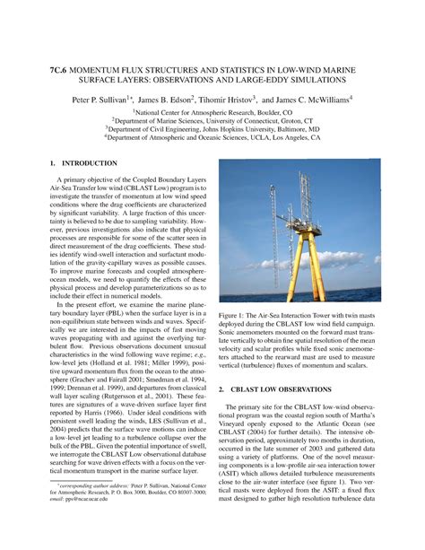 Large Eddy Simulation - 7C FLUX STRUCTURES AND STATISTICS IN LOW-WIND ...