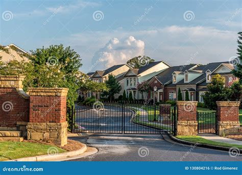 Typical Fresh New Gated Community Entrance in United States Southern States Stock Photo - Image ...