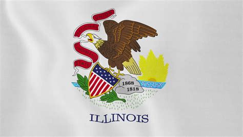 Flag Of Illinois In The Shape Of Illinois State With The USA Flag In The Background Animation ...