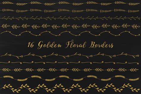 Gold Floral Border Clipart | Custom-Designed Graphics ~ Creative Market