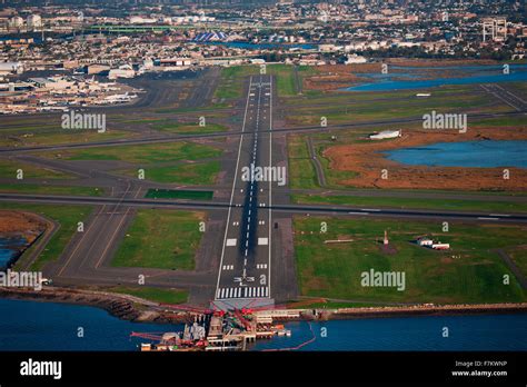 AERIAL VIEW of runway at Logan International Airport, Boston, MA Stock Photo - Alamy