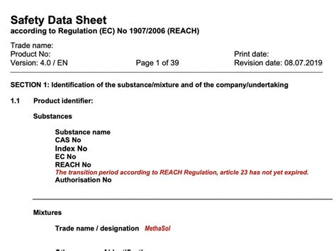 Safety Data Sheet Template | Excel Templates