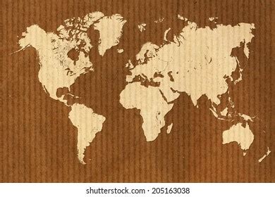 Cardboard World Map 库存插图 205163038 | Shutterstock