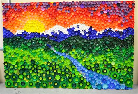 Methow Valley Sunset: Bottle Cap Mural | Methow Arts