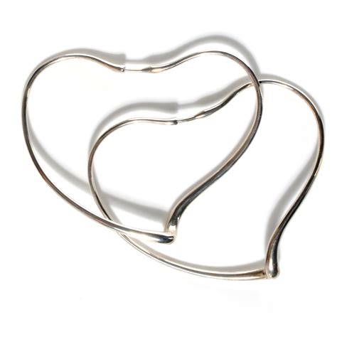 TIFFANY Sterling Silver Elsa Peretti Large Open Heart Hoop Earrings 41690