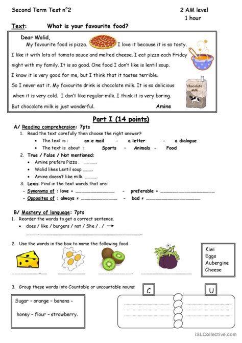 What is your favourite food?: English ESL worksheets pdf & doc