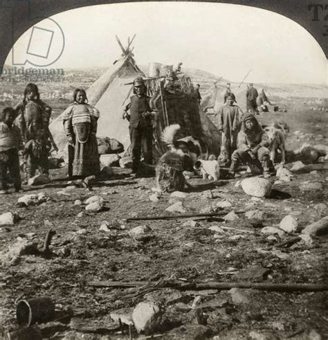 GREENLAND: INUIT, c.1920 'Eskimos with summer tents, Greenland.' Stereograph, c.1920.