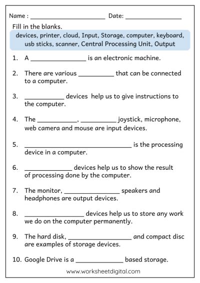 Computer Worksheets - Worksheet Digital