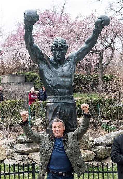 Sylvester Stallone Visits Rocky Statue in Philadelphia | Rocky ...