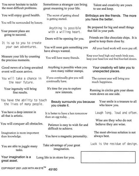 Fortune Cookie Sayings Printable