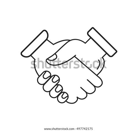 Hands Shaking Black White Vector Illustration Stock Vector (Royalty ...