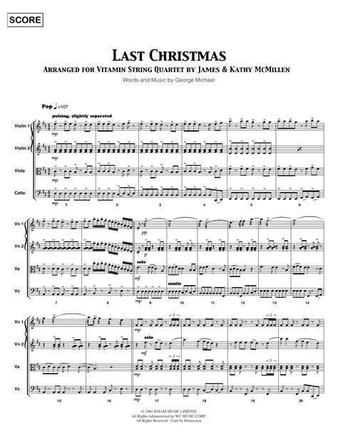 Last Christmas - Full Score by Vitamin String Quartet Sheet Music for String Quartet at Sheet ...