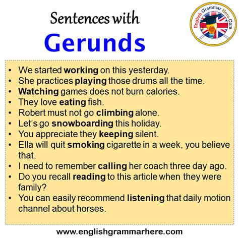 Sentences with Gerunds, Gerunds in a Sentence in English, Sentences For ...