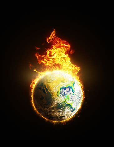 Burning Planet Earth Represents Climate Change Or War Stock Photo ...