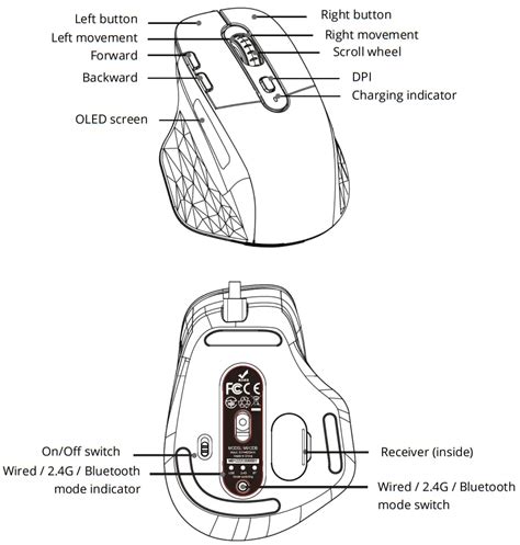 DELUX M912DB Ergonomics LED Screen Display Wireless Gaming Mouse User Manual