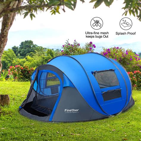 Camping Tents 5 Person Pop Up Tent Easy Up Instant Setup Ventilated [2 Door] [Mesh Window ...