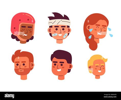 Staying positive accident victims 2D vector avatars illustration set ...