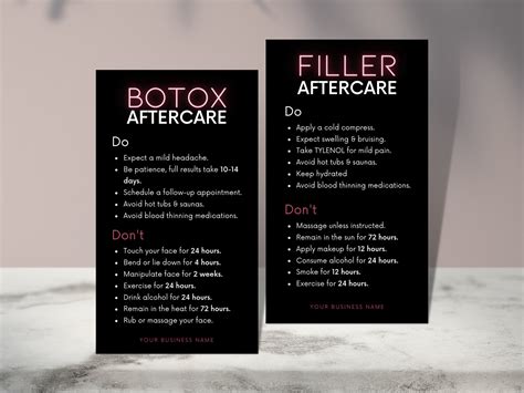 DIY Botox Filler Aftercare Card Design Mini Templates - Etsy