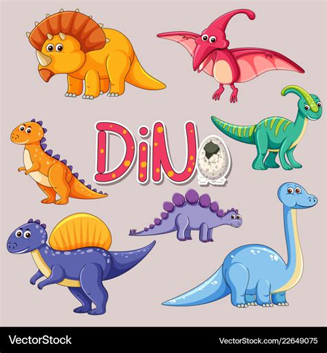 Set of dinosaur sticker Royalty Free Vector Image