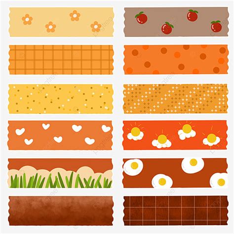 Conjunto De Adhesivos Washi Tape Color Naranja PNG ,dibujos Cinta Washi, Hojas De Etiqueta ...