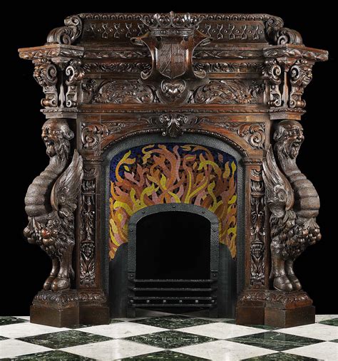 Antique Spanish Mannerist fireplace mantel in carved wood. | Antique fireplace mantels, Antique ...