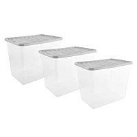 TU 80L Grey Plastic Storage Boxes - Pack of 3 | Home | George at ASDA