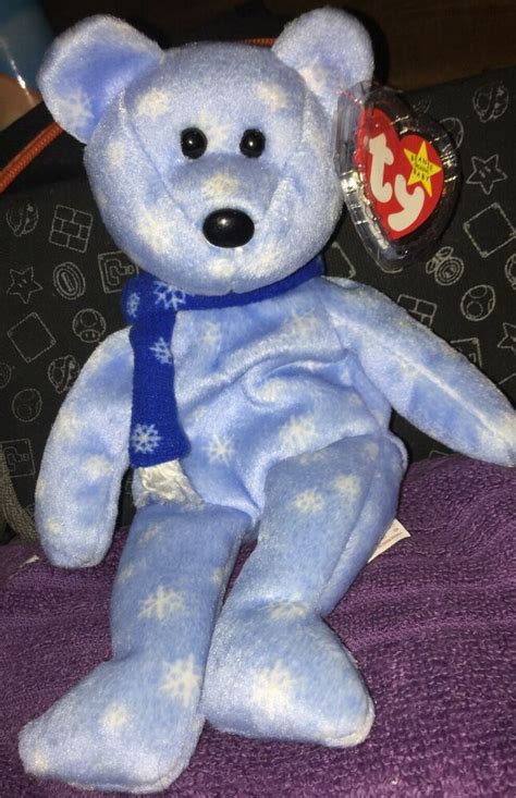 Ty Beanie 1999 Holiday Christmas Teddy Bear Blue Snowflake With Tag ...