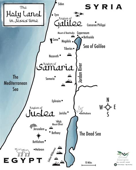 DIGITAL DOWNLOAD Map of Israel the Holy Land in Jesus' Time Holy Land ...