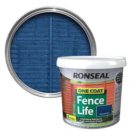 Ronseal One Coat Mountain blue Matt Shed & fence stain 5L | Departments | TradePoint